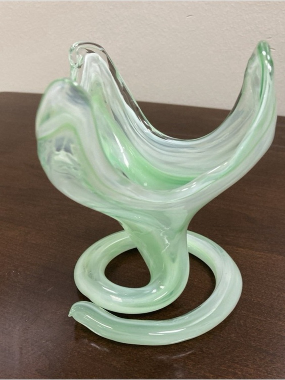Seafoam Swirl Handcrafted Glass Art Sculpture